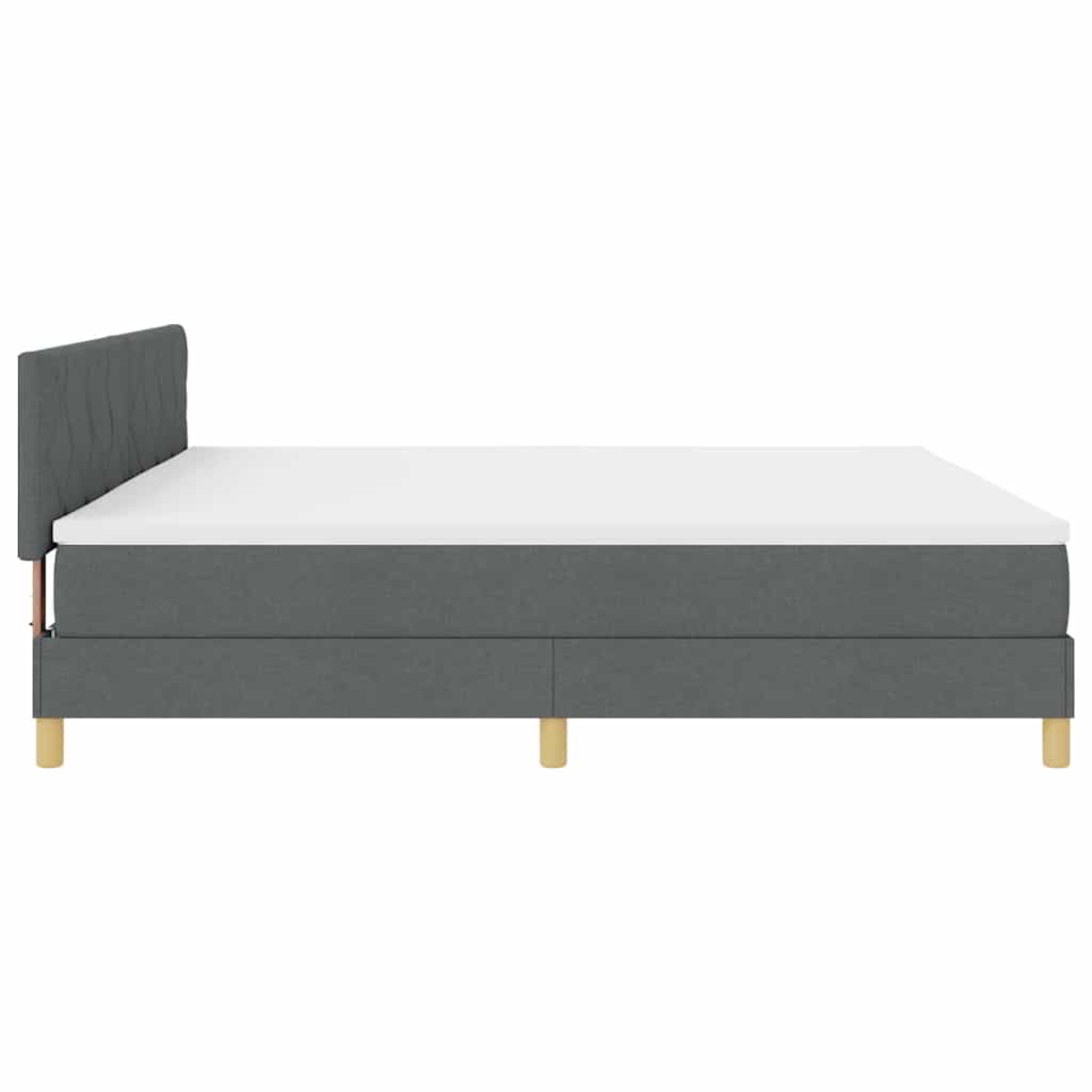 Lit à ressorts avec matelas Gris foncé 200 x 200 cm tissu
