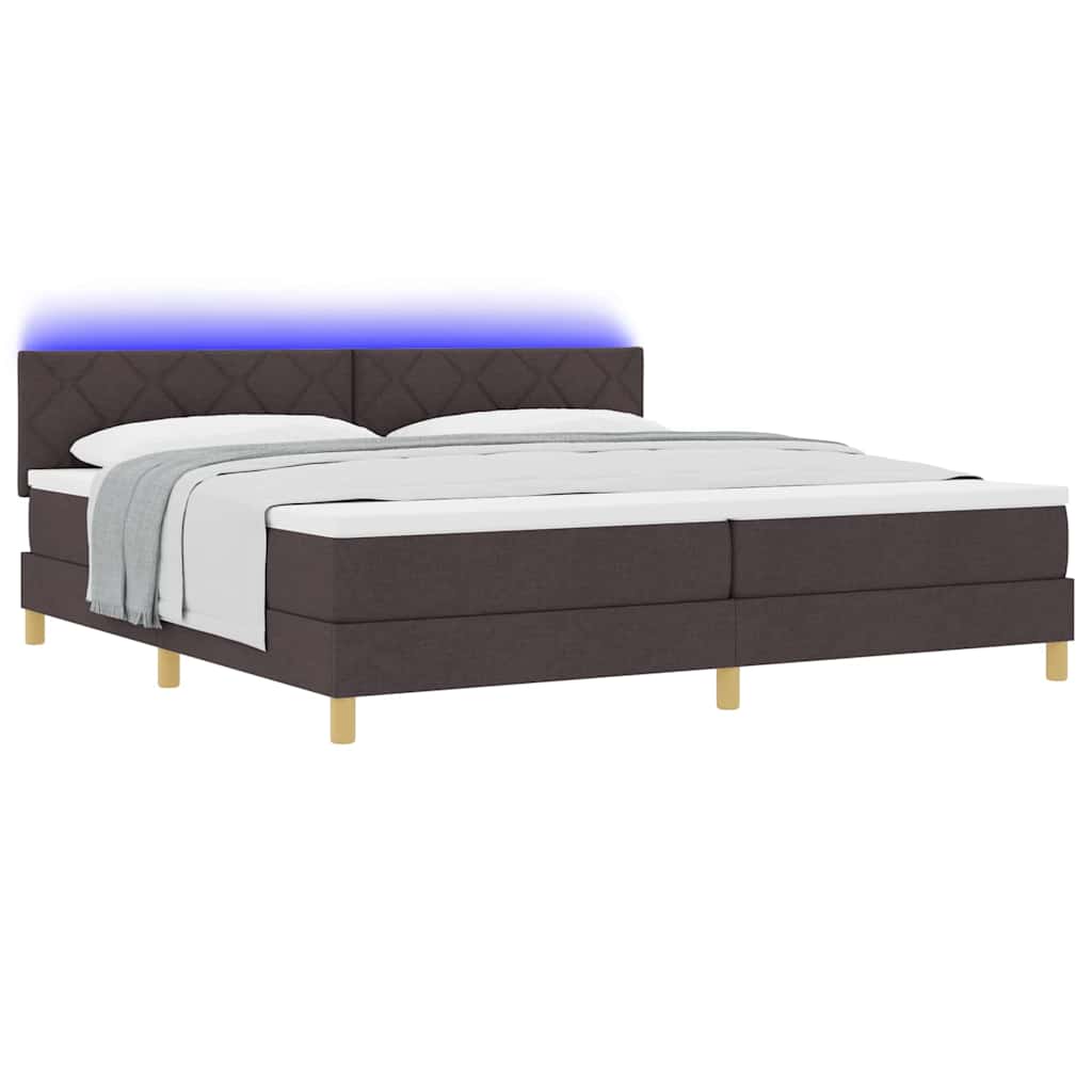 Lit à ressorts avec matelas Marron foncé 200 x 200 cm tissu