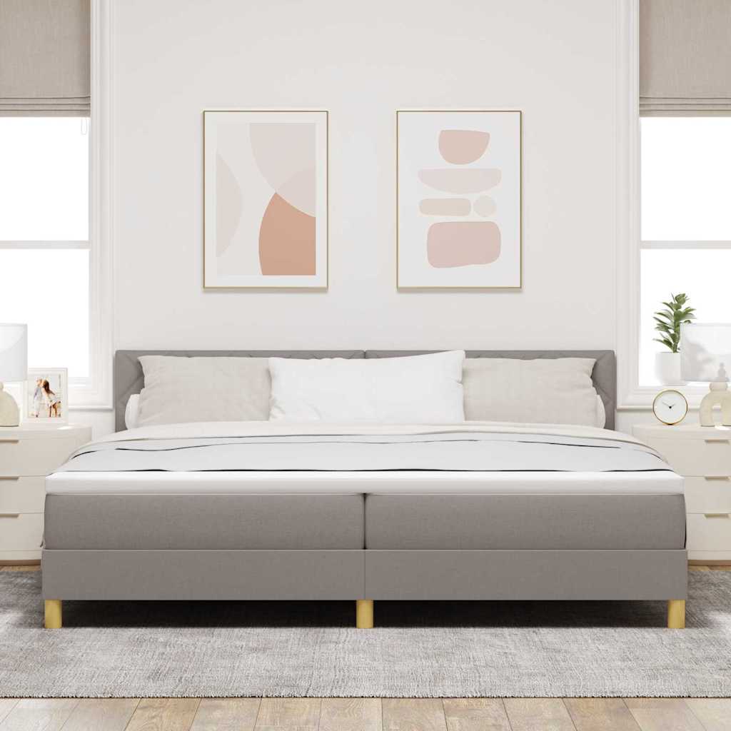 Lit à ressorts avec matelas Taupe 200 x 200 cm tissu - XIOS