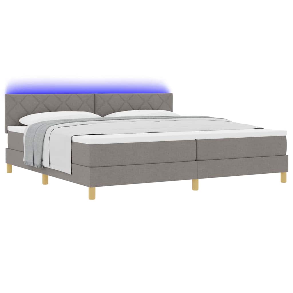 Lit à ressorts avec matelas Taupe 200 x 200 cm tissu - XIOS