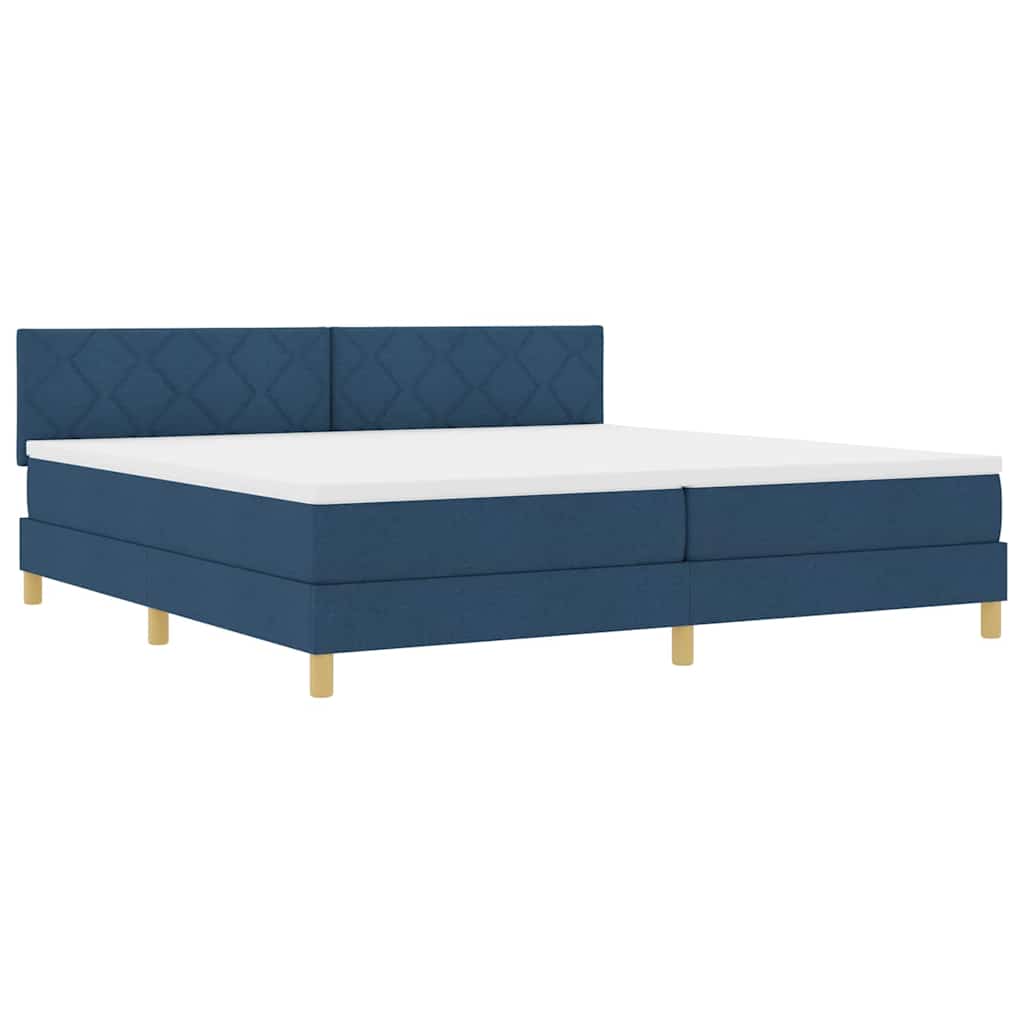 Lit à ressorts avec matelas Bleu 200 x 200 cm tissu - XIOS