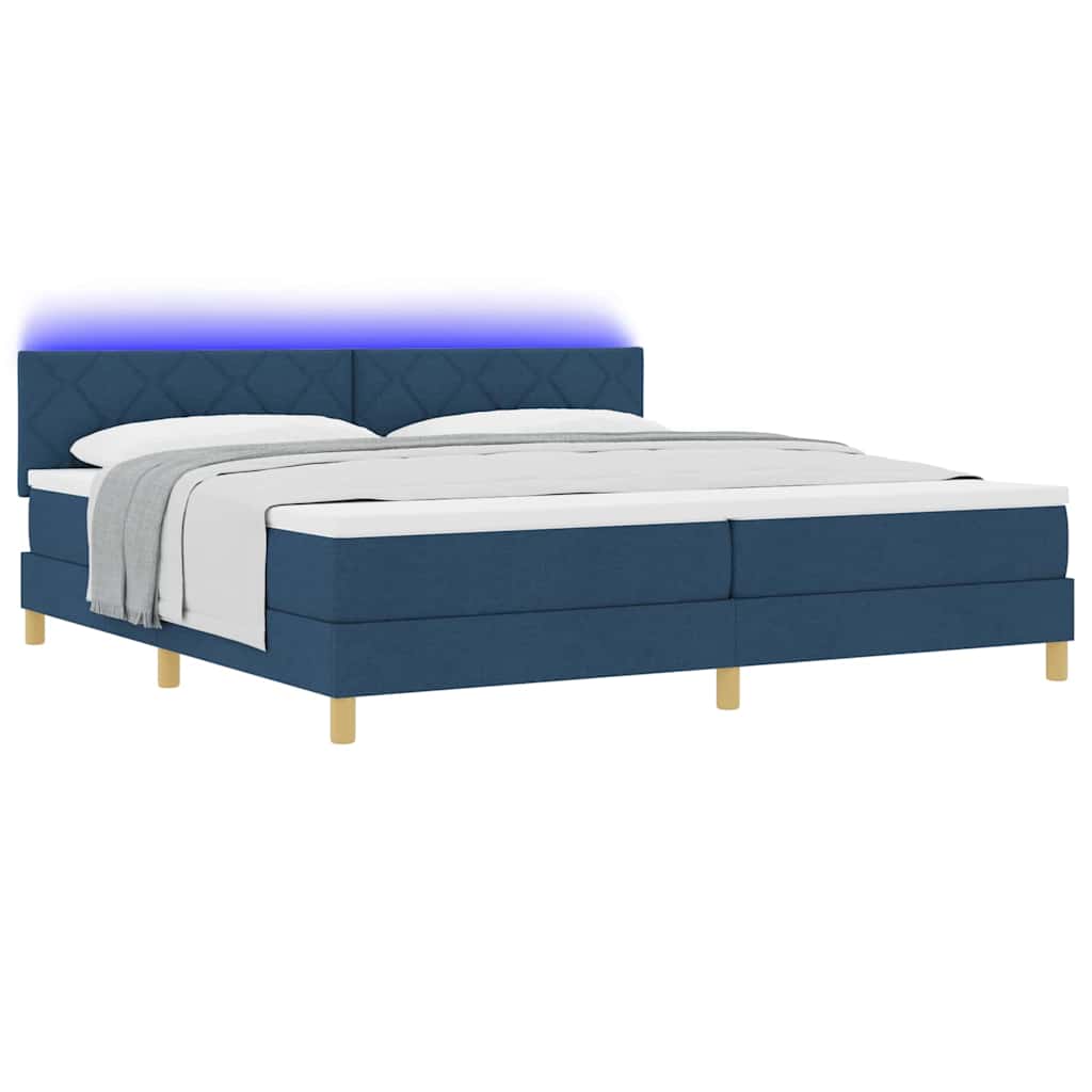 Lit à ressorts avec matelas Bleu 200 x 200 cm tissu - XIOS