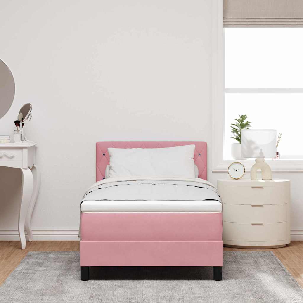 Lit à ressort LED avec matelas Rose 90 x 200 cm Velours