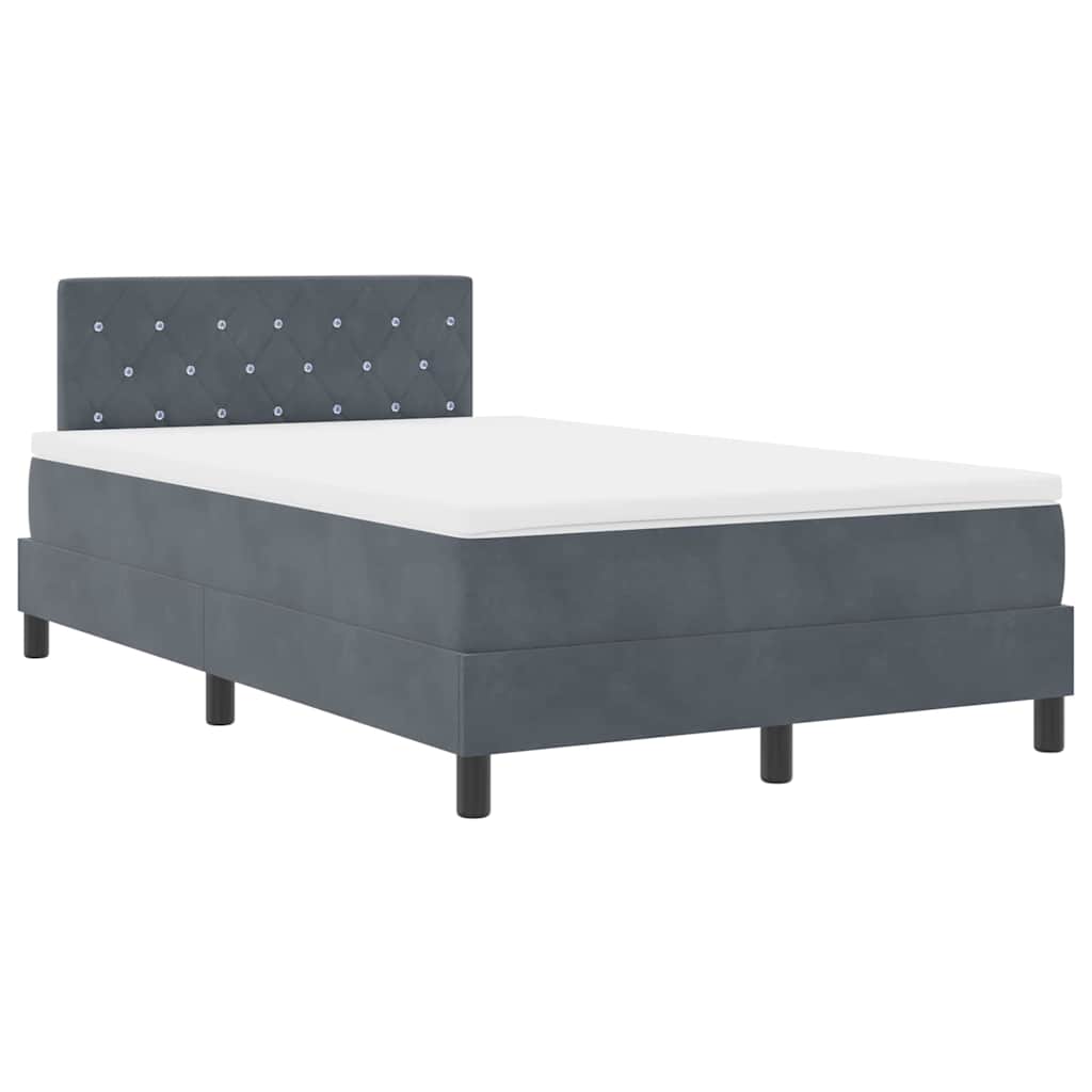 Lit à ressort LED avec matelas Gris foncé 120 x 190 cm Velours - XIOS
