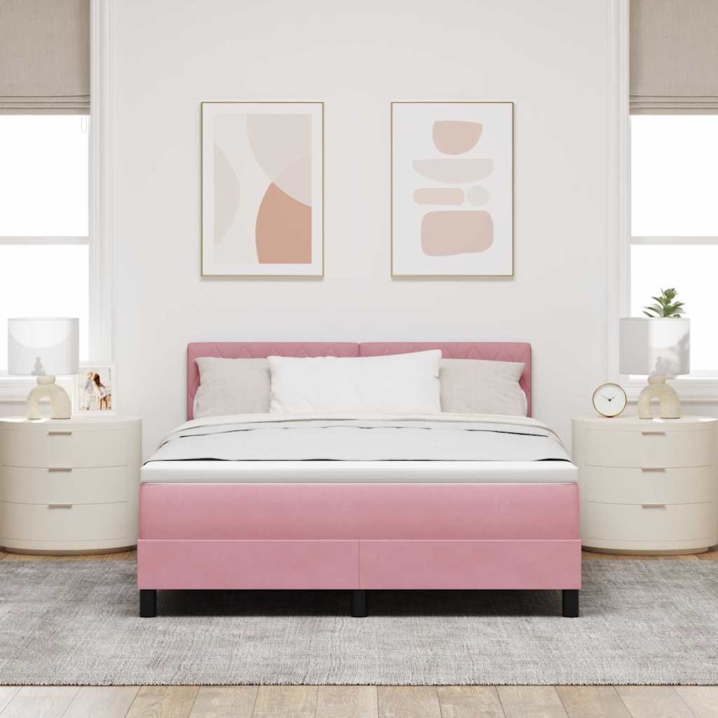 Lit à ressort LED avec matelas Rose 140 x 200 cm Velours - XIOS