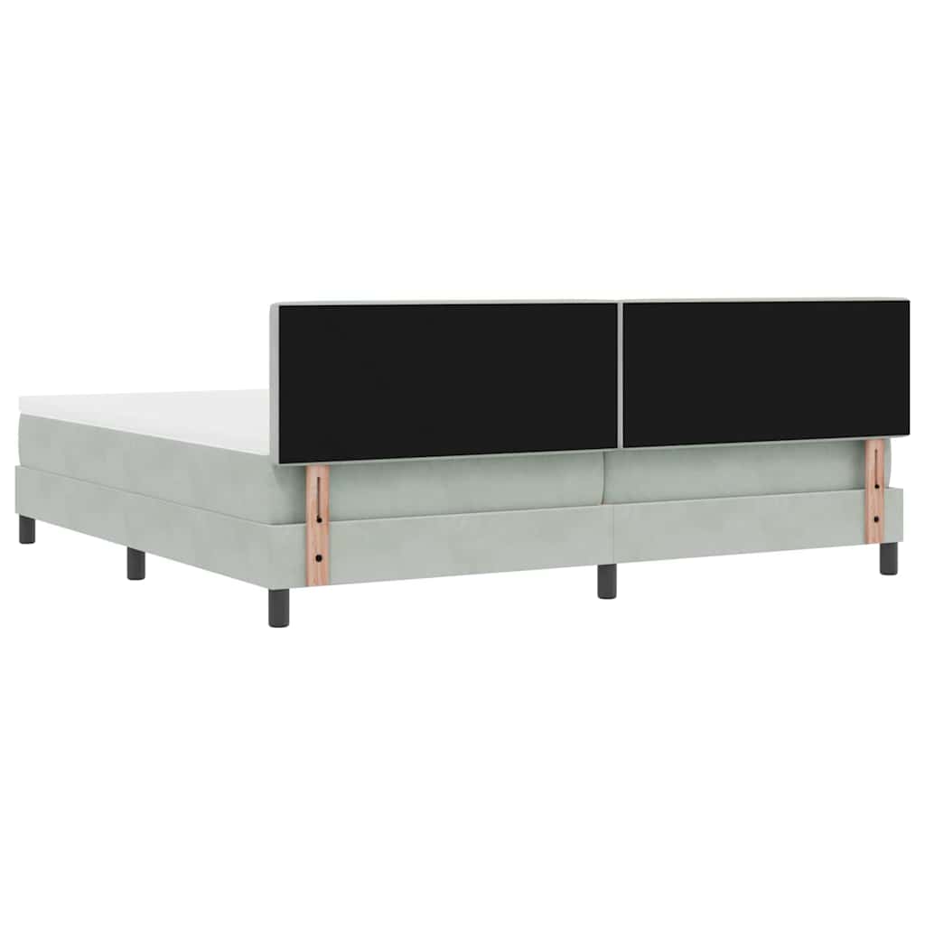 Lit à ressorts avec tête de lit Gris clair 200 x 200 cm Velours