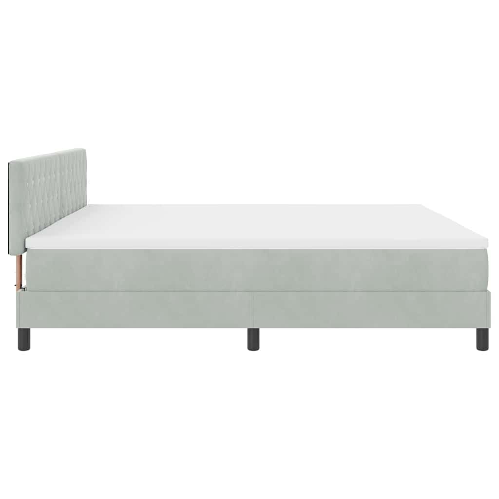 Lit à ressorts avec tête de lit Gris clair 200 x 200 cm Velours