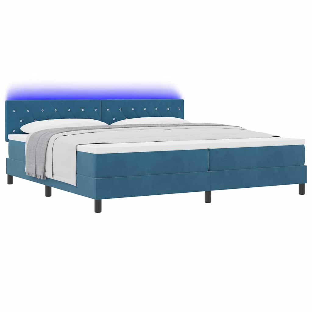 Lit à ressorts avec tête de lit Bleu foncé 200 x 200 cm Velours - XIOS