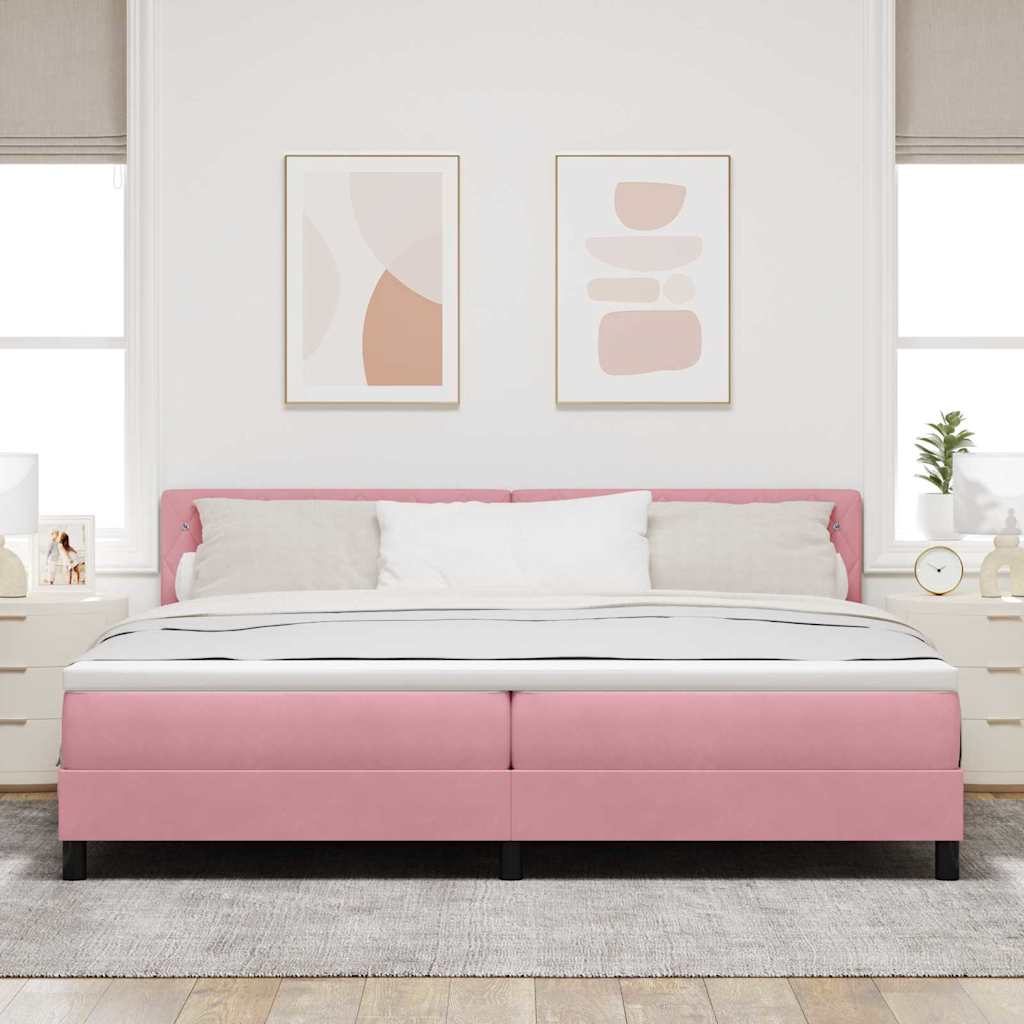 Lit à ressort LED avec matelas Rose 200 x 200 cm Velours - XIOS