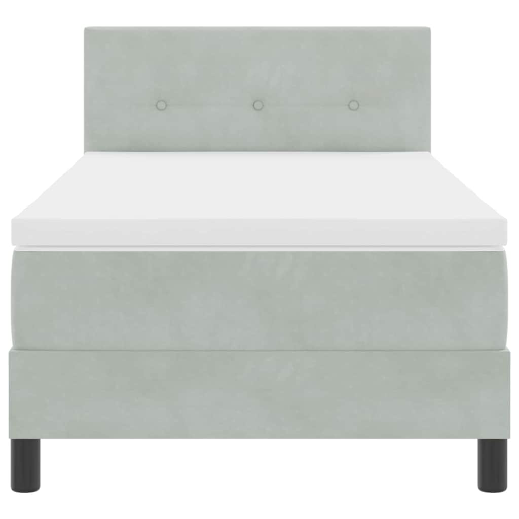 Lit à ressort LED avec matelas Gris clair 90 x 190 cm Velours - XIOS