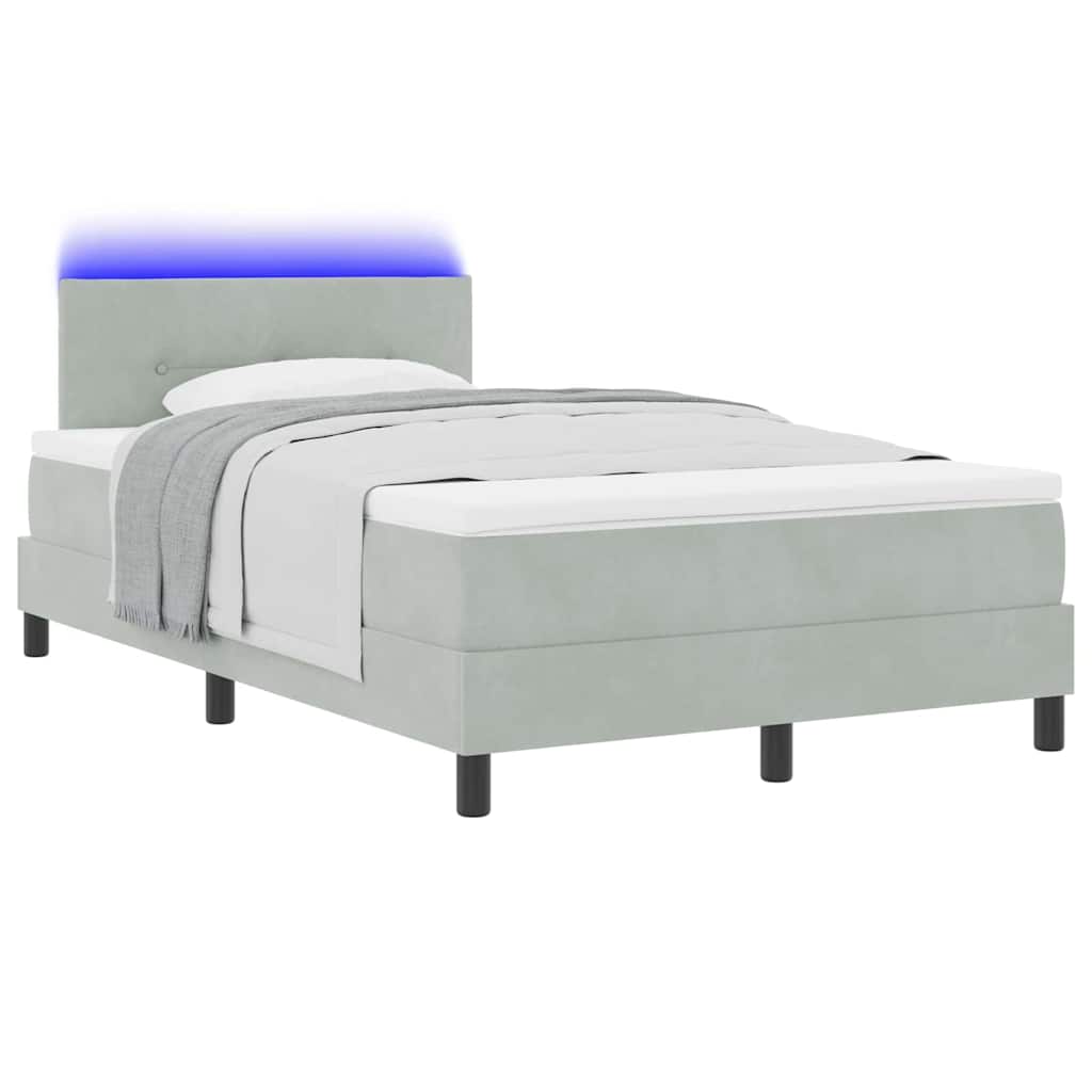 Lit à ressort LED Gris clair 120 x 190 cm Velours - XIOS