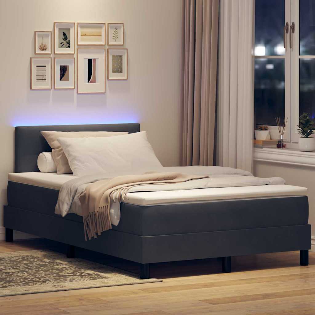 Lit à ressort LED avec matelas Gris foncé 120 x 190 cm Velours - XIOS