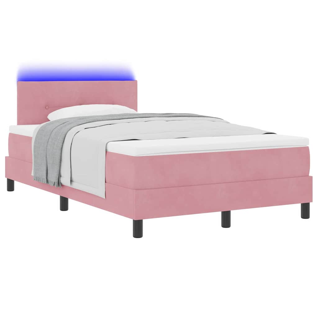 Lit à ressort LED avec bandes LED Rose 120 x 190 cm Velours