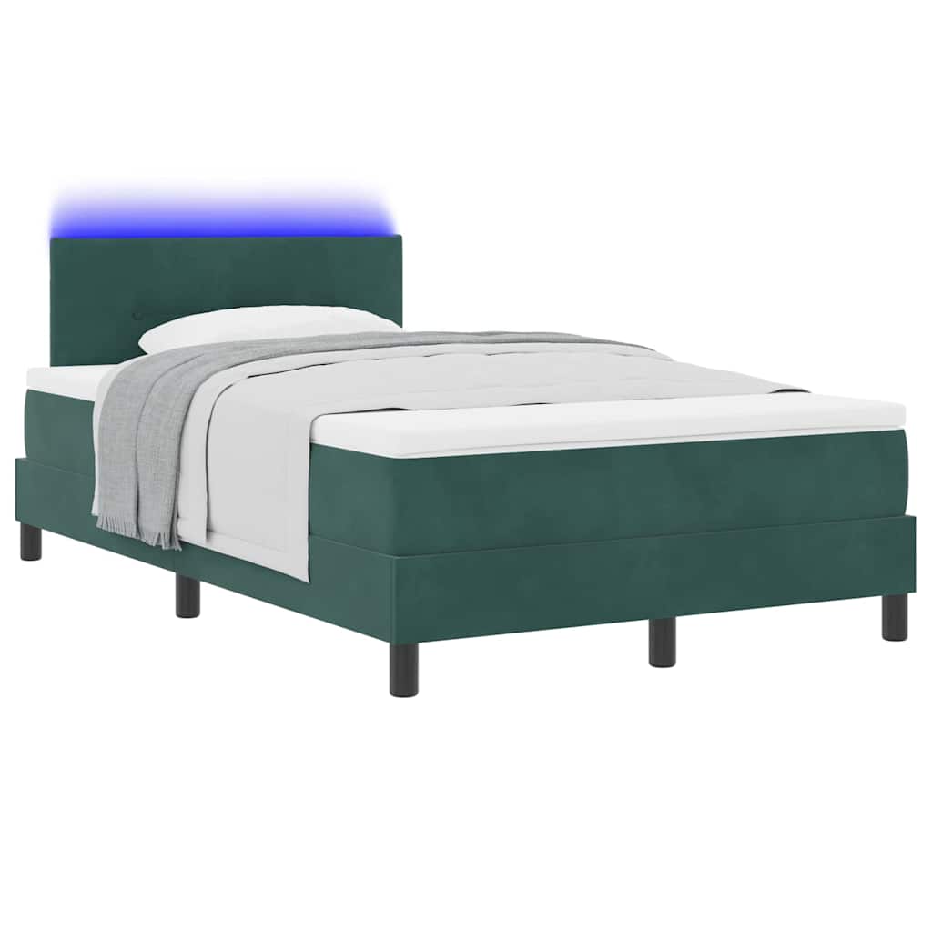 Lit à ressort LED Vert foncé 120 x 200 cm Velours