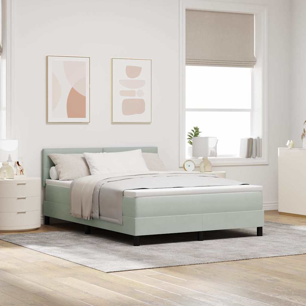 Lit à ressort LED avec matelas Gris clair 160 x 200 cm Velours - XIOS