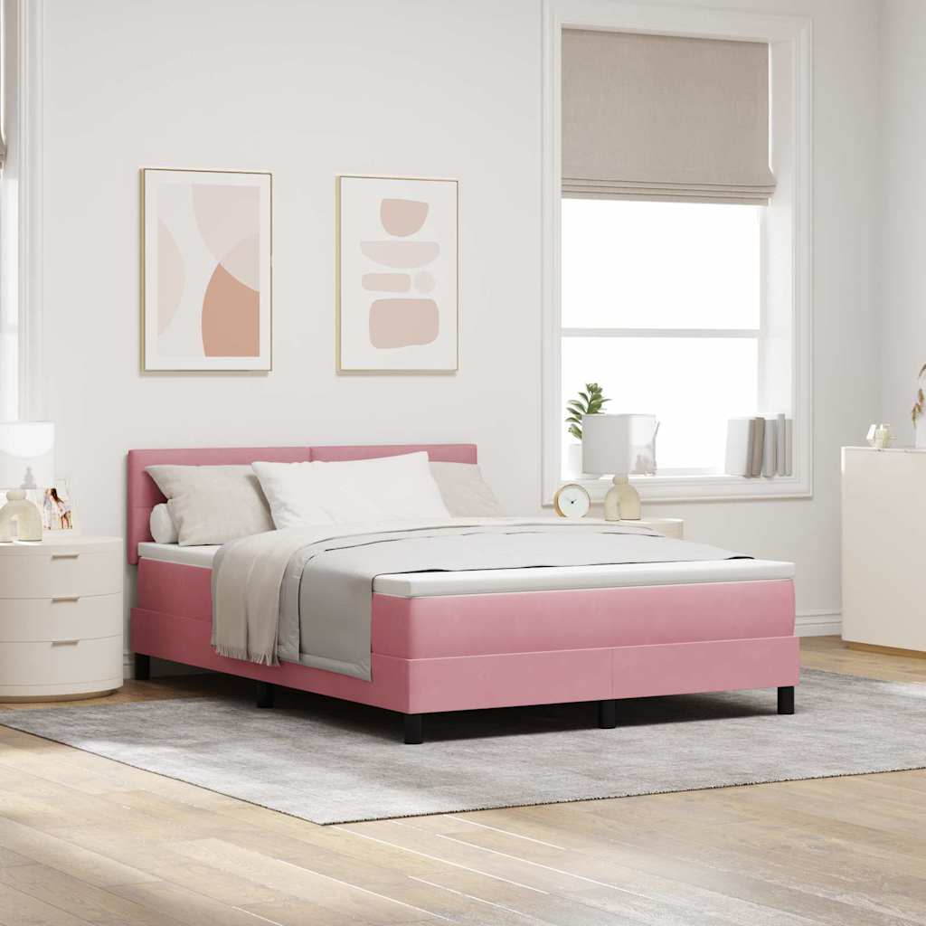 Lit à ressort LED avec tête de lit Rose 160 x 200 cm Velours - XIOS
