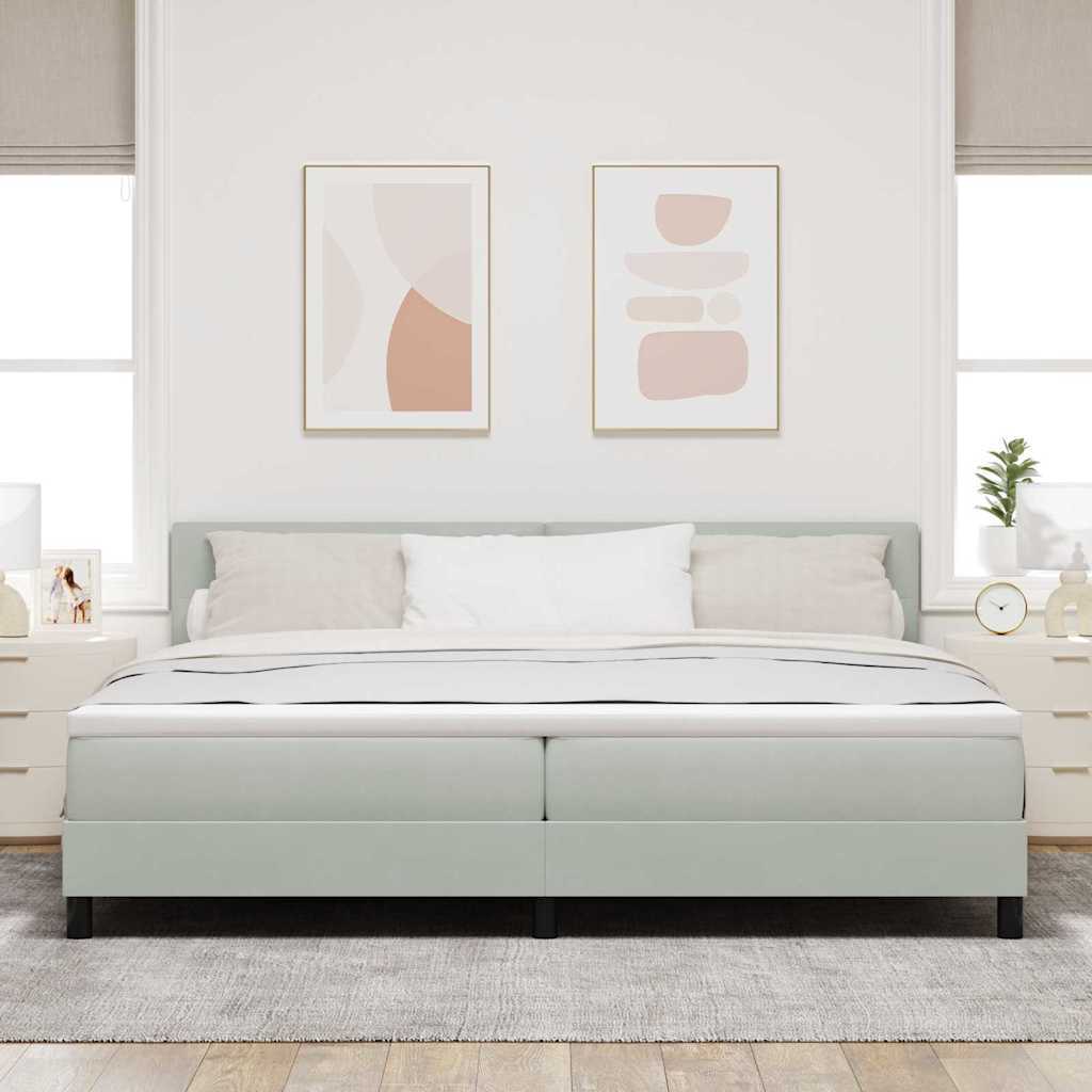 Lit à ressorts avec tête de lit Gris clair 200 x 200 cm Velours