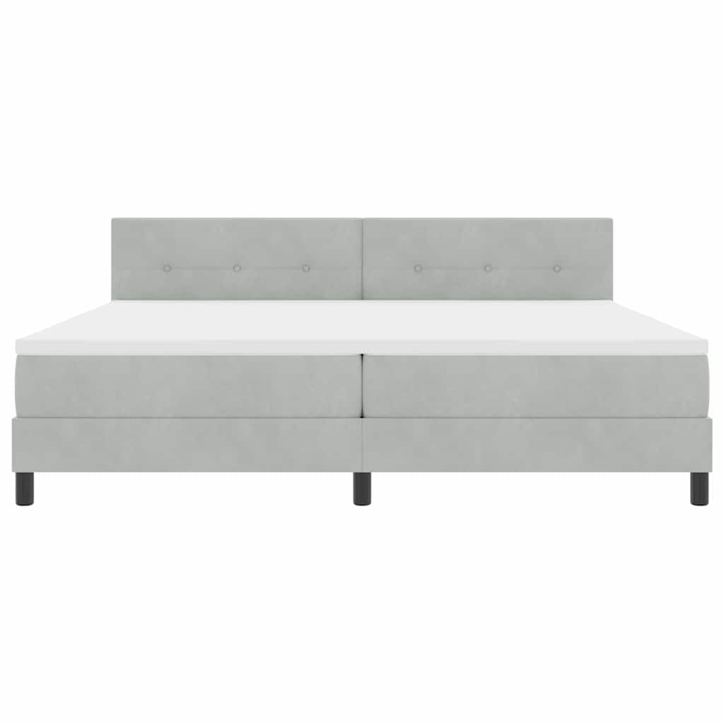 Lit à ressorts avec tête de lit Gris clair 200 x 200 cm Velours