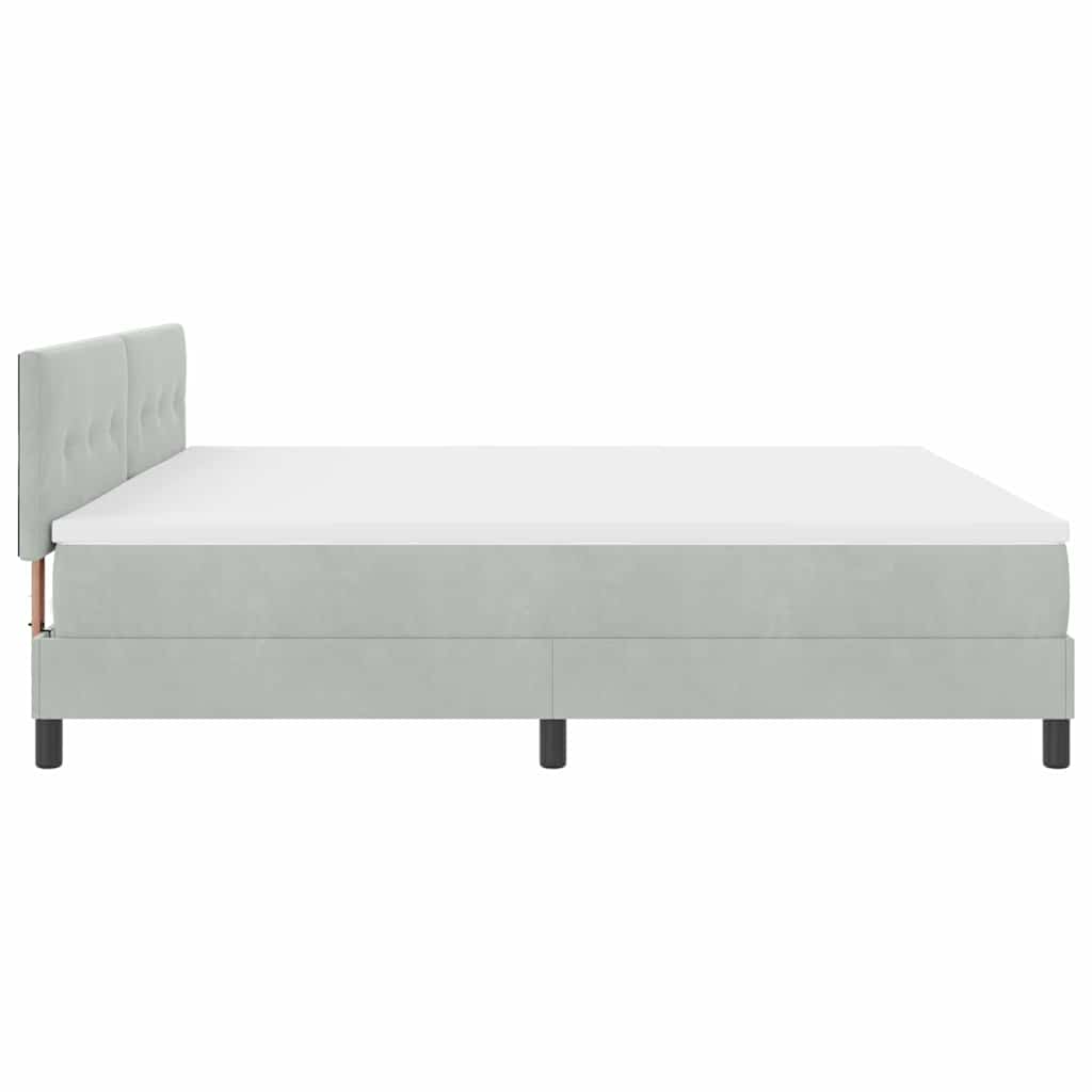 Lit à ressorts avec tête de lit Gris clair 200 x 200 cm Velours