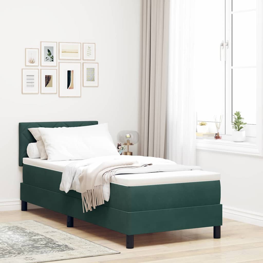 Lit à ressort LED Vert foncé 80 x 200 cm Velours