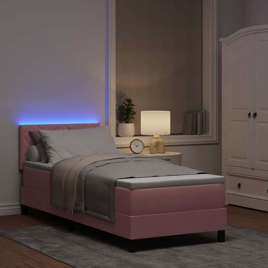 Lit à ressort LED avec bandes LED Rose 80 x 200 cm Velours