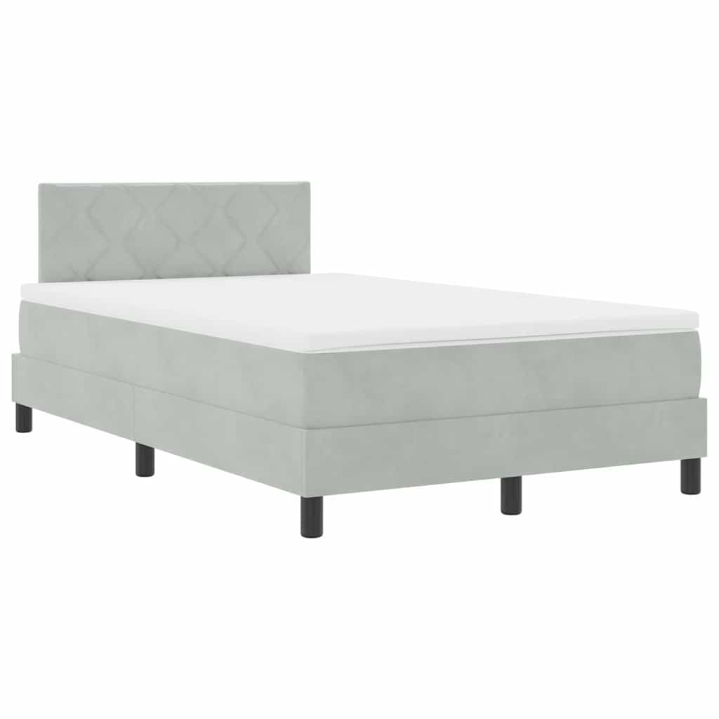 Lit à ressort LED avec matelas Gris clair 120 x 190 cm Velours - XIOS
