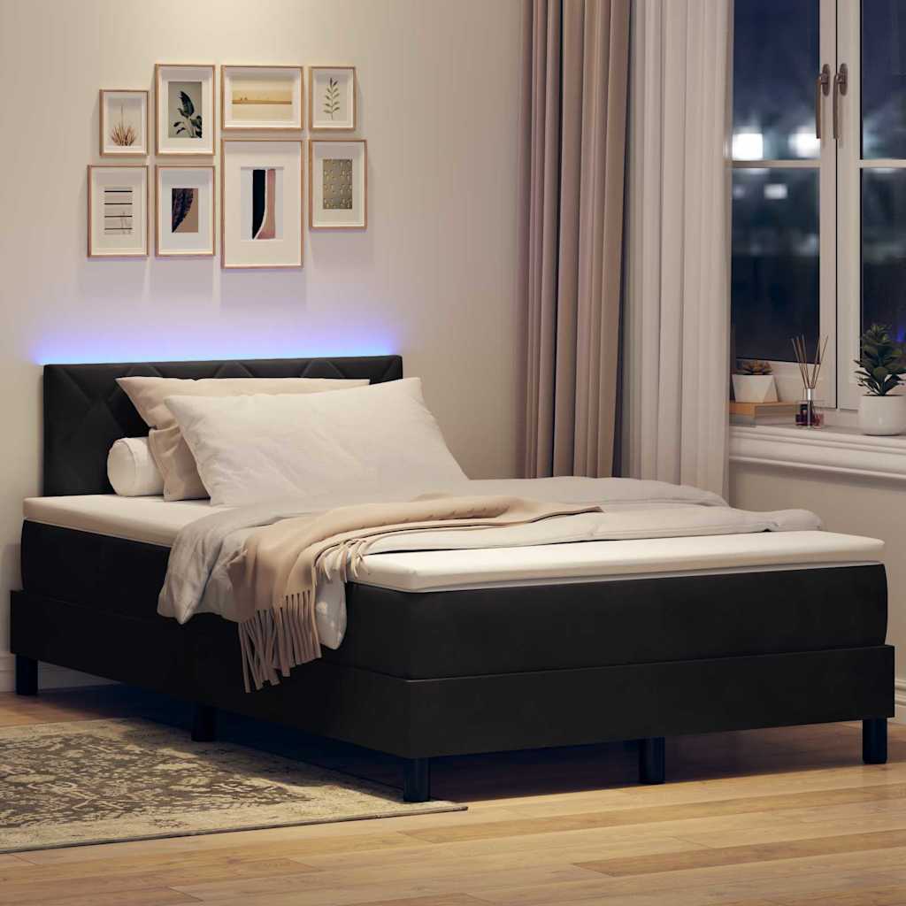 Lit à ressort LED avec matelas Noir 120 x 200 cm Velours - XIOS