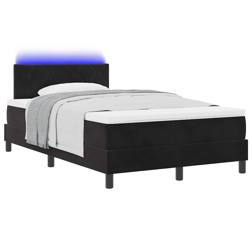 Lit à ressort LED avec matelas Noir 120 x 200 cm Velours - XIOS