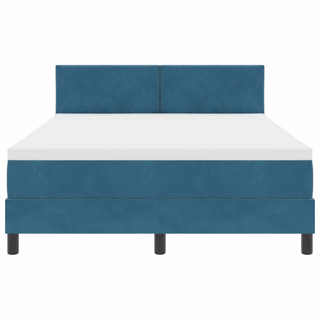 Lit à ressort LED Bleu foncé 140 x 190 cm Velours
