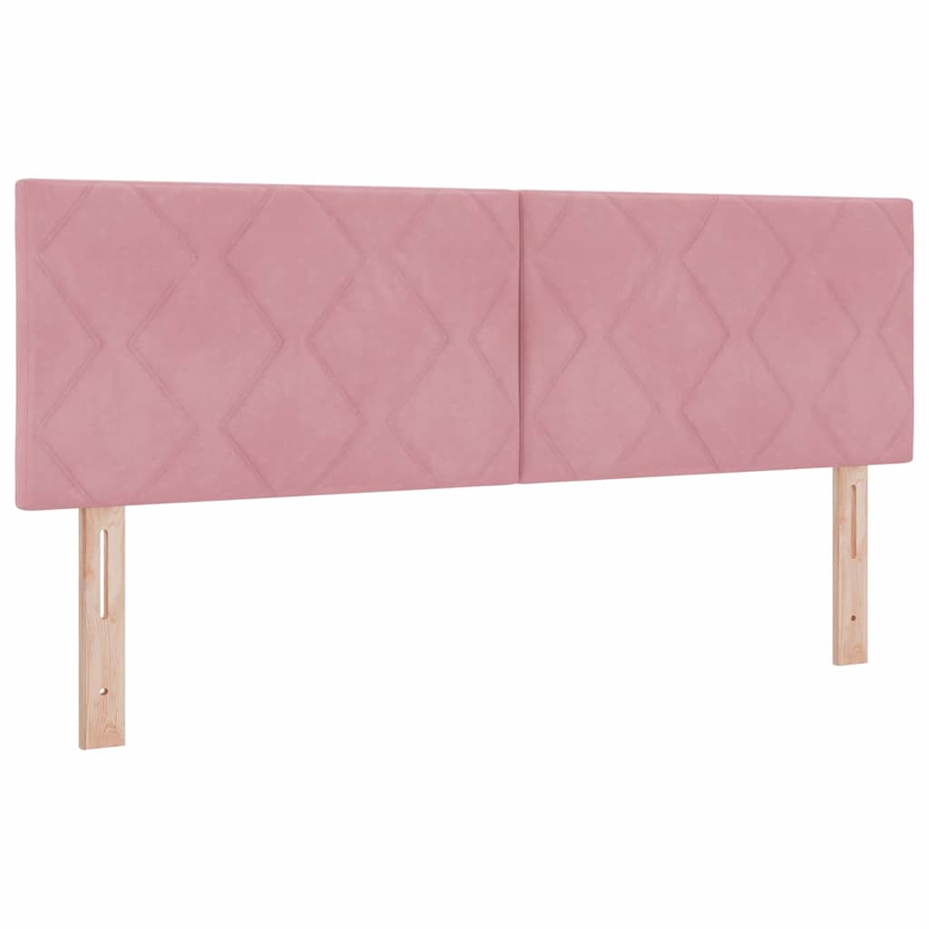 Lit à ressort LED avec bandes LED Rose 140 x 190 cm Velours