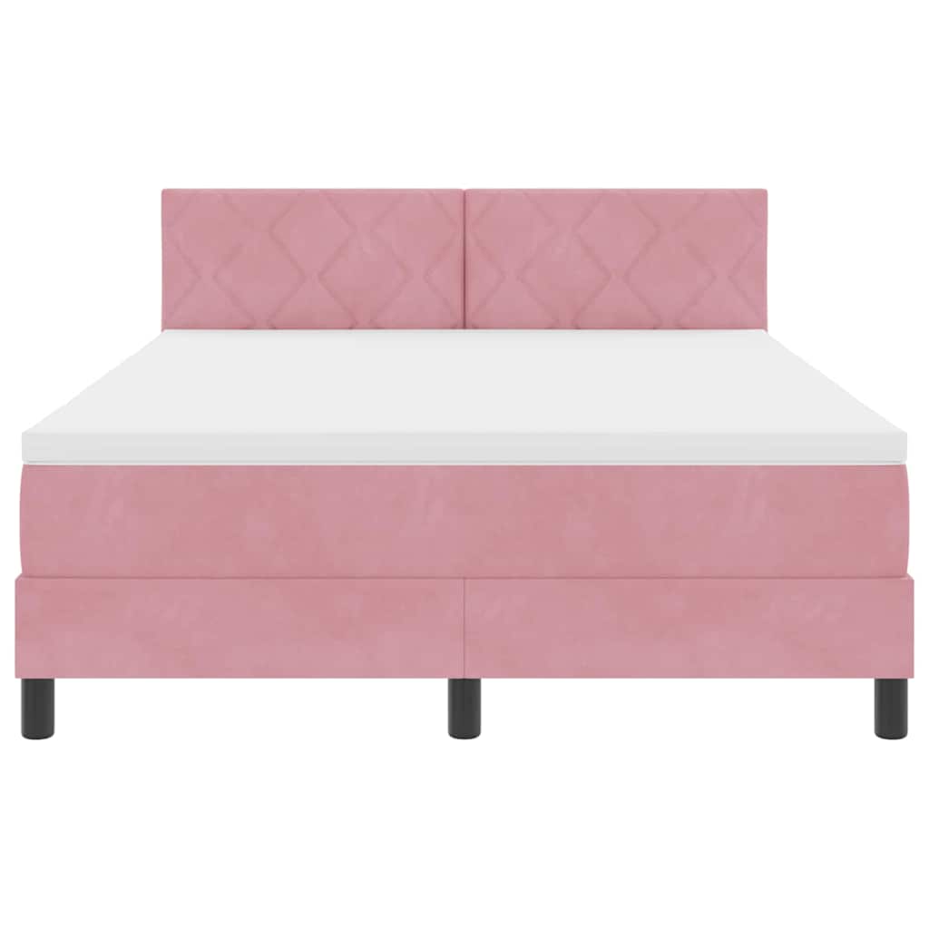 Lit à ressort LED avec bandes LED Rose 140 x 190 cm Velours