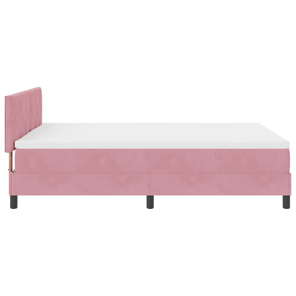 Lit à ressort LED avec bandes LED Rose 140 x 190 cm Velours