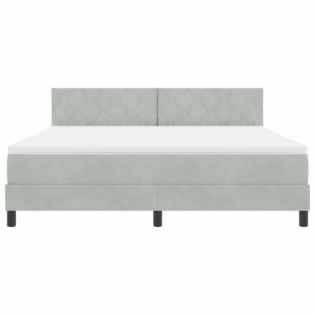 Lit à ressort LED avec matelas Gris clair 180 x 200 cm Velours
