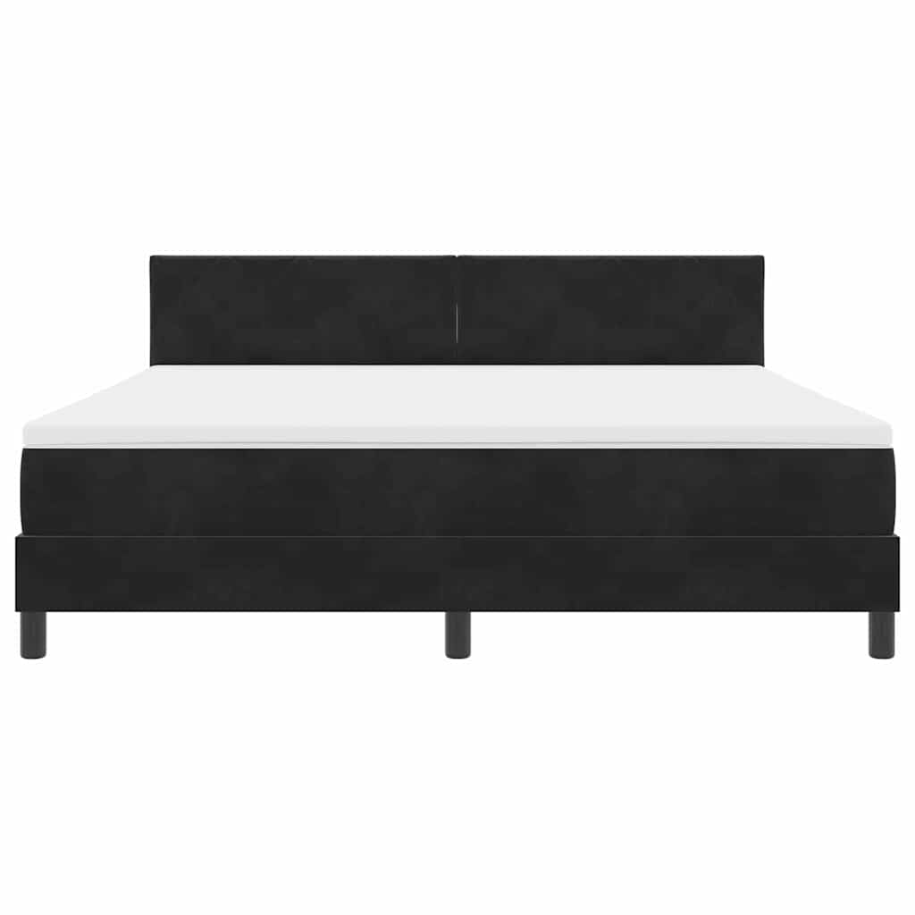 Lit à ressort LED avec matelas Noir 180 x 200 cm Velours