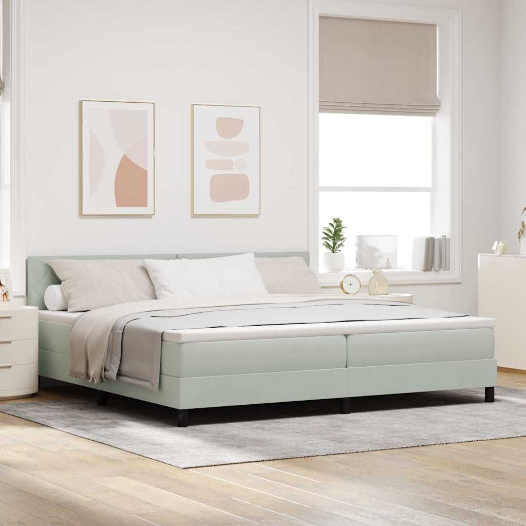 Lit à ressorts avec tête de lit Gris clair 200 x 200 cm Velours - XIOS