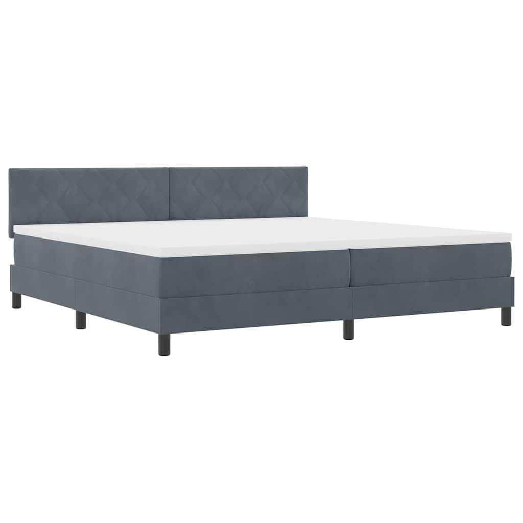 Lit à ressorts avec tête de lit Gris foncé 200 x 200 cm Velours - XIOS