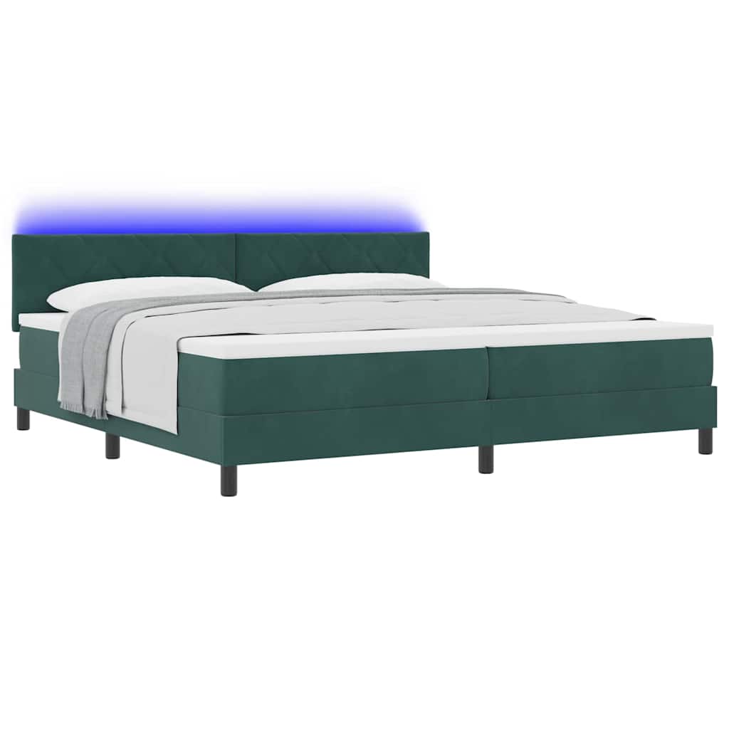 Lit à ressorts avec tête de lit Vert foncé 200 x 200 cm Velours - XIOS