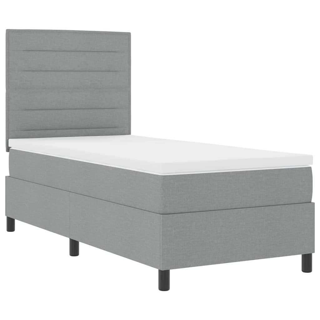 Lit à ressorts avec matelas Gris clair 100 x 200 cm tissu - XIOS