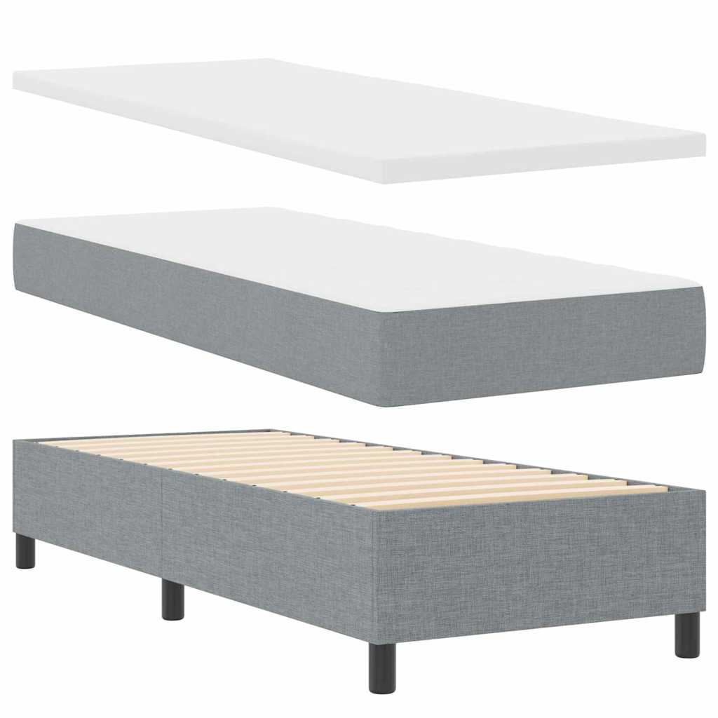 Lit à ressorts avec matelas Gris clair 100 x 200 cm tissu - XIOS
