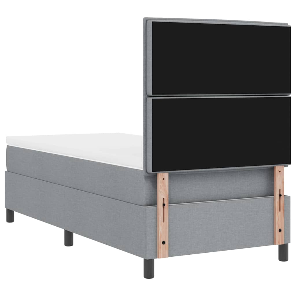 Lit à ressorts avec matelas Gris clair 100 x 200 cm tissu - XIOS