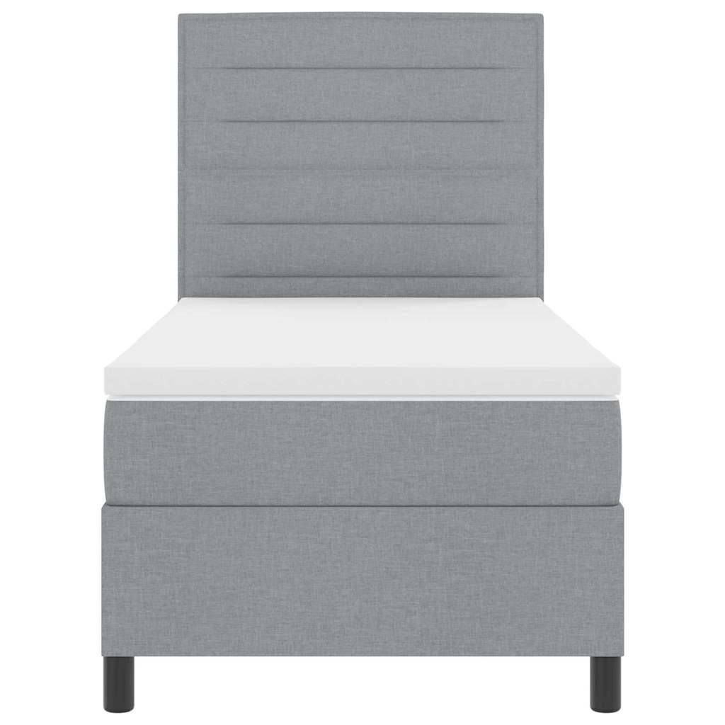 Lit à ressorts avec matelas Gris clair 100 x 200 cm tissu - XIOS
