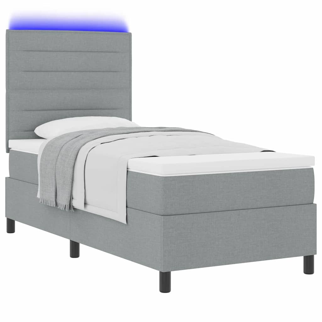 Lit à ressorts avec matelas Gris clair 100 x 200 cm tissu - XIOS