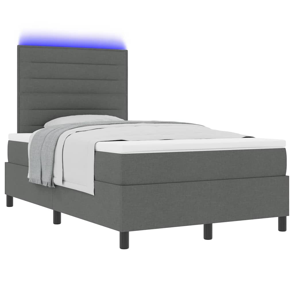 Lit à ressorts avec matelas Gris foncé 120 x 190 cm tissu - XIOS