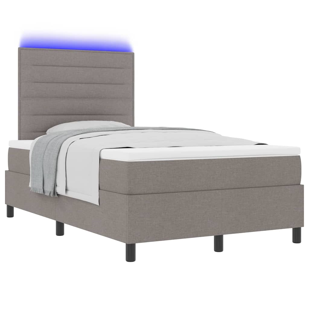 Lit à ressorts avec matelas avec LED Taupe 120 x 190 cm tissu - XIOS