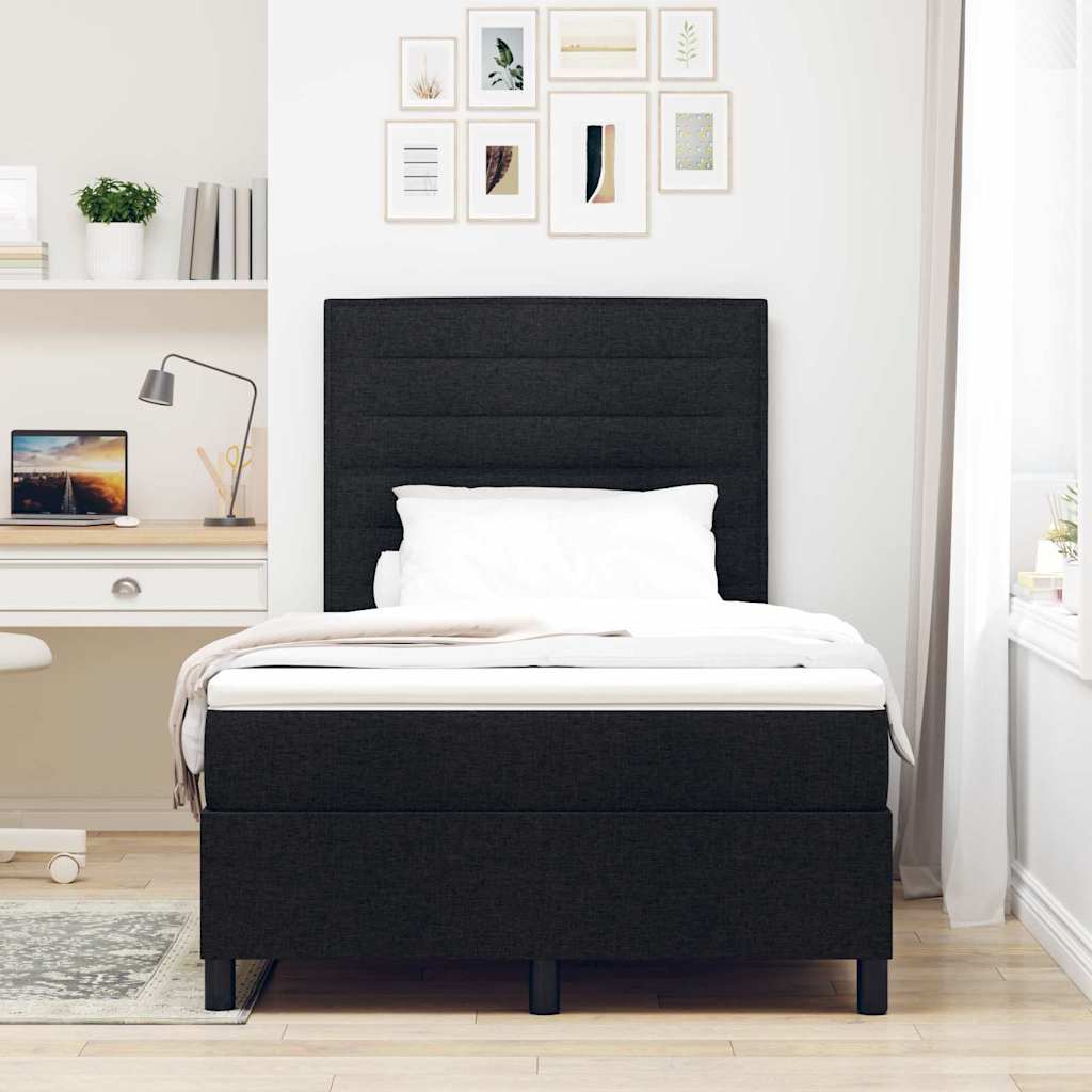 Lit à ressorts avec matelas avec LED Noir 120 x 200 cm tissu - XIOS