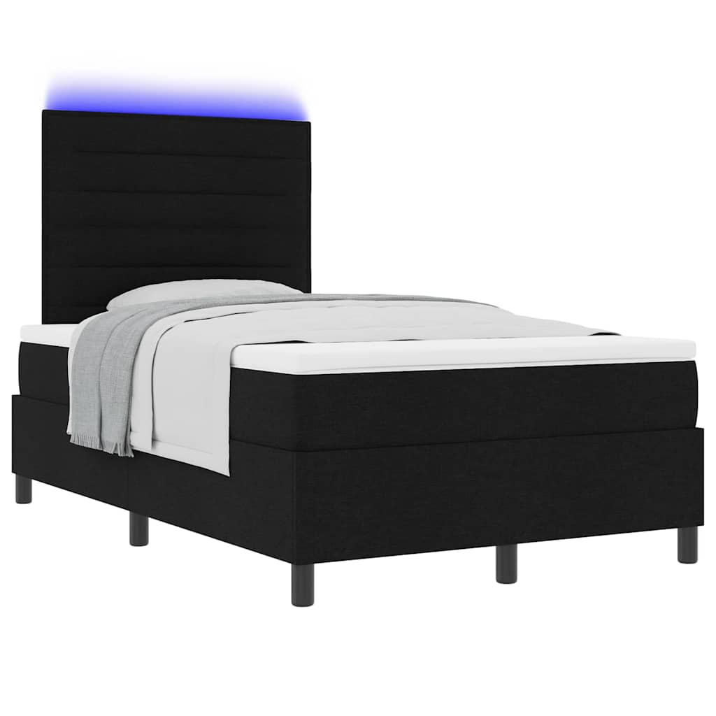 Lit à ressorts avec matelas avec LED Noir 120 x 200 cm tissu - XIOS