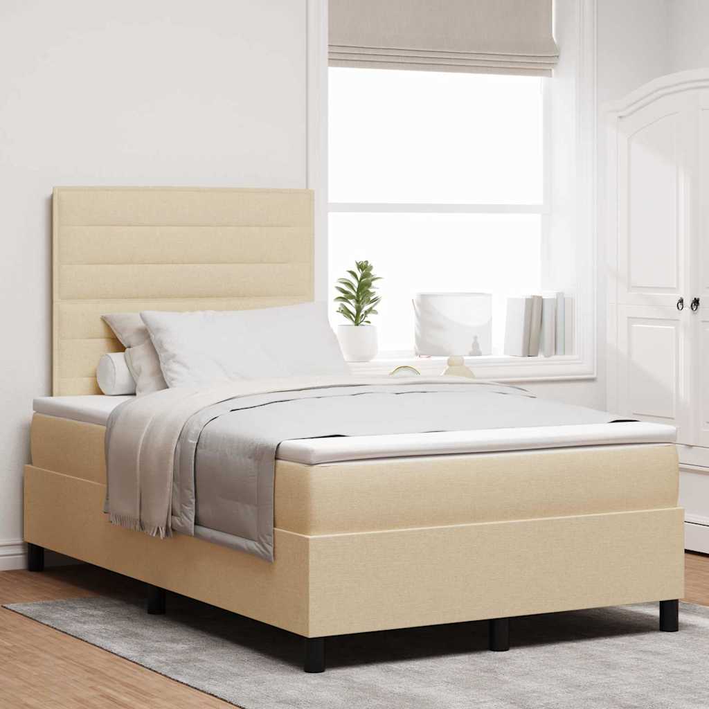 Lit à ressorts avec matelas avec LED Crème 120 x 200 cm tissu - XIOS