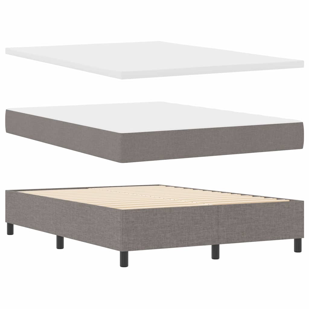 Lit à ressorts avec matelas Taupe 140 x 190 cm tissu
