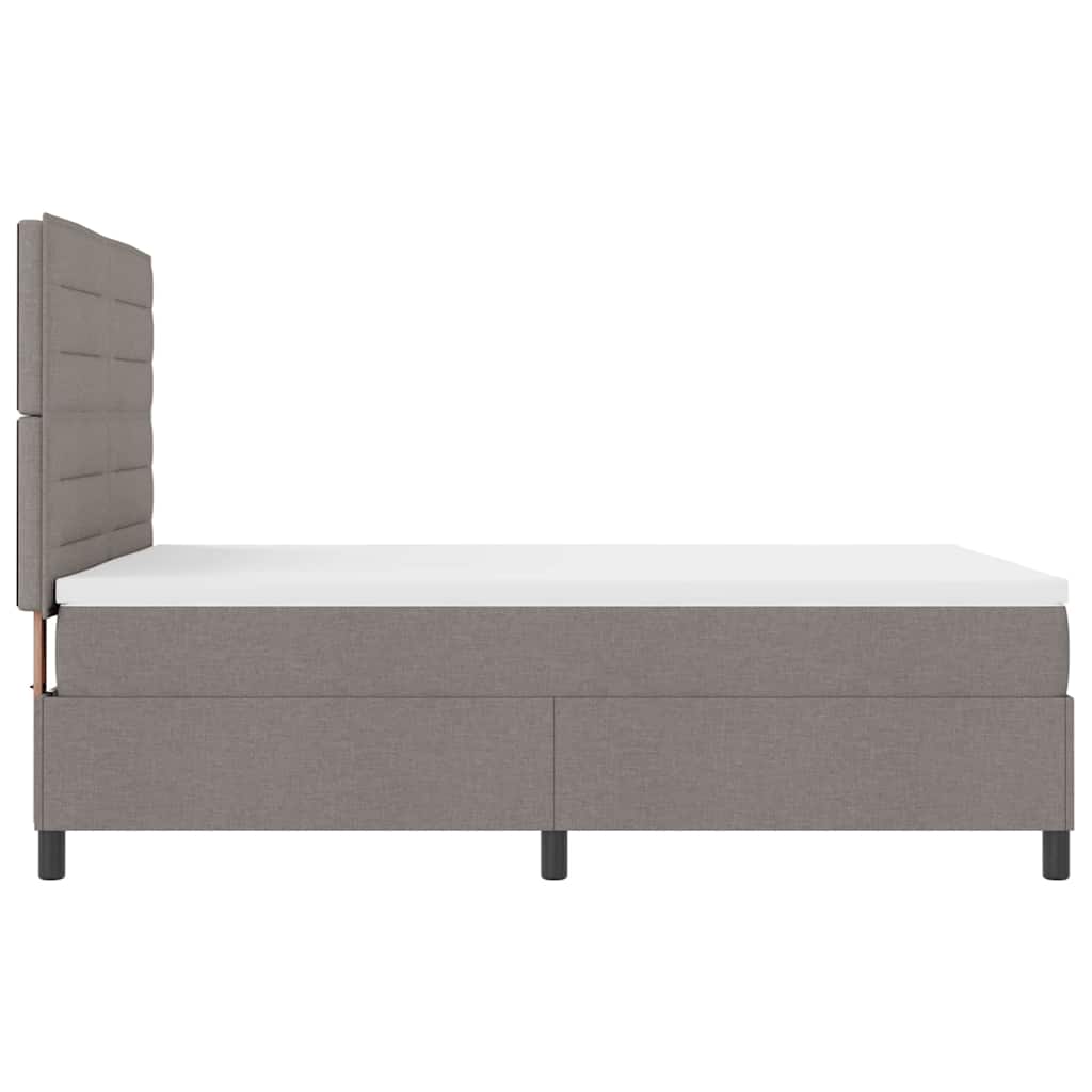 Lit à ressorts avec matelas Taupe 140 x 190 cm tissu