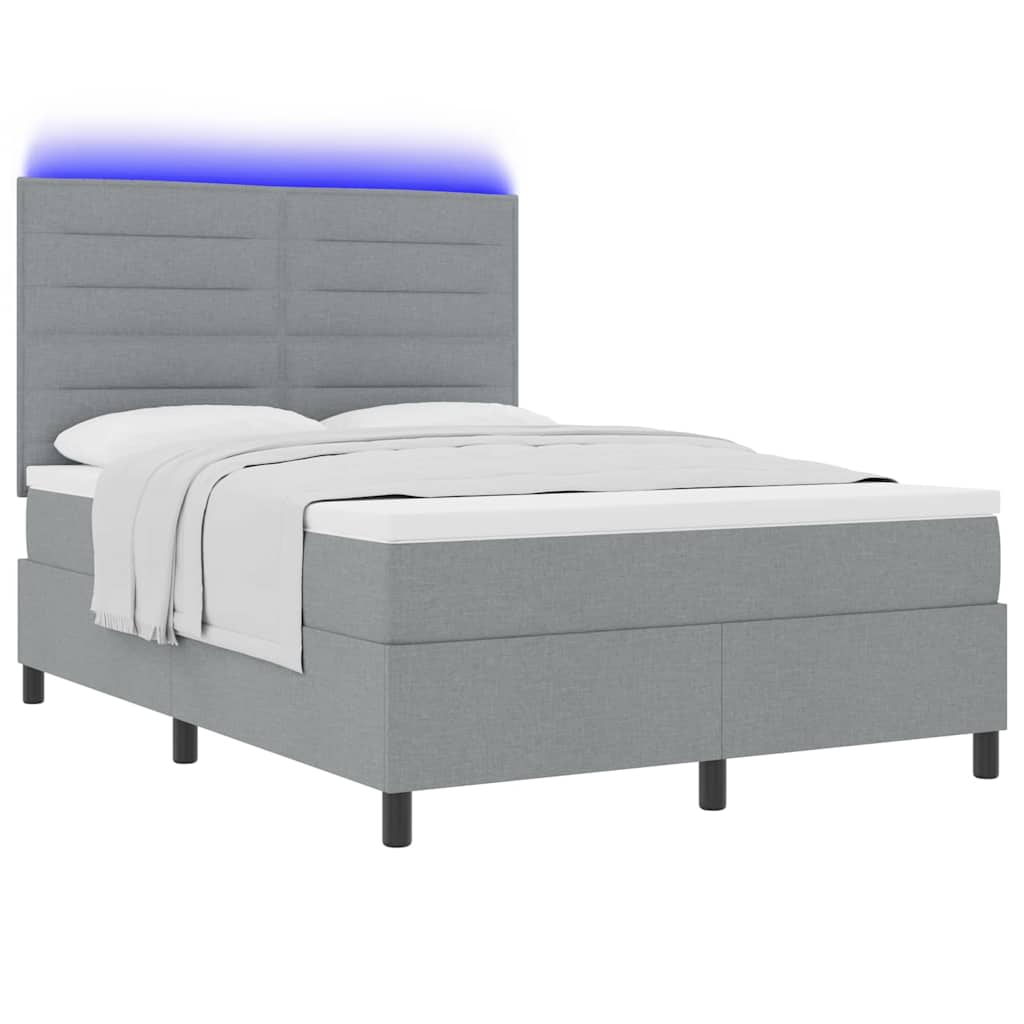 Lit à ressorts avec matelas Gris clair 160 x 200 cm tissu - XIOS